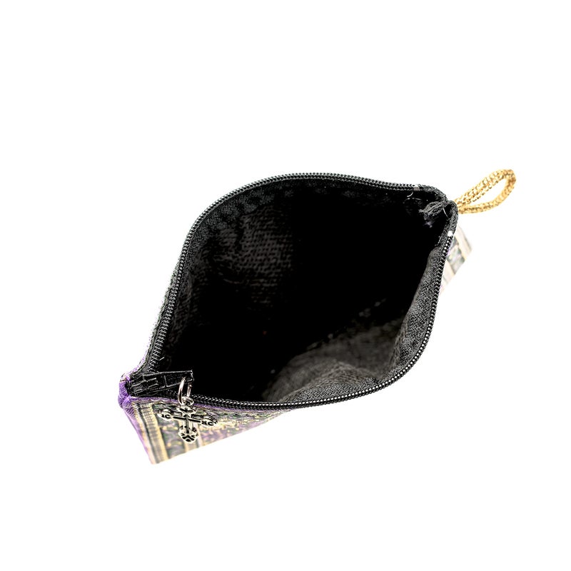 Intercession Hand-Woven Rosary Pouch, Made in Turkey with Premium Metallic Thread (Purple) - Image 3